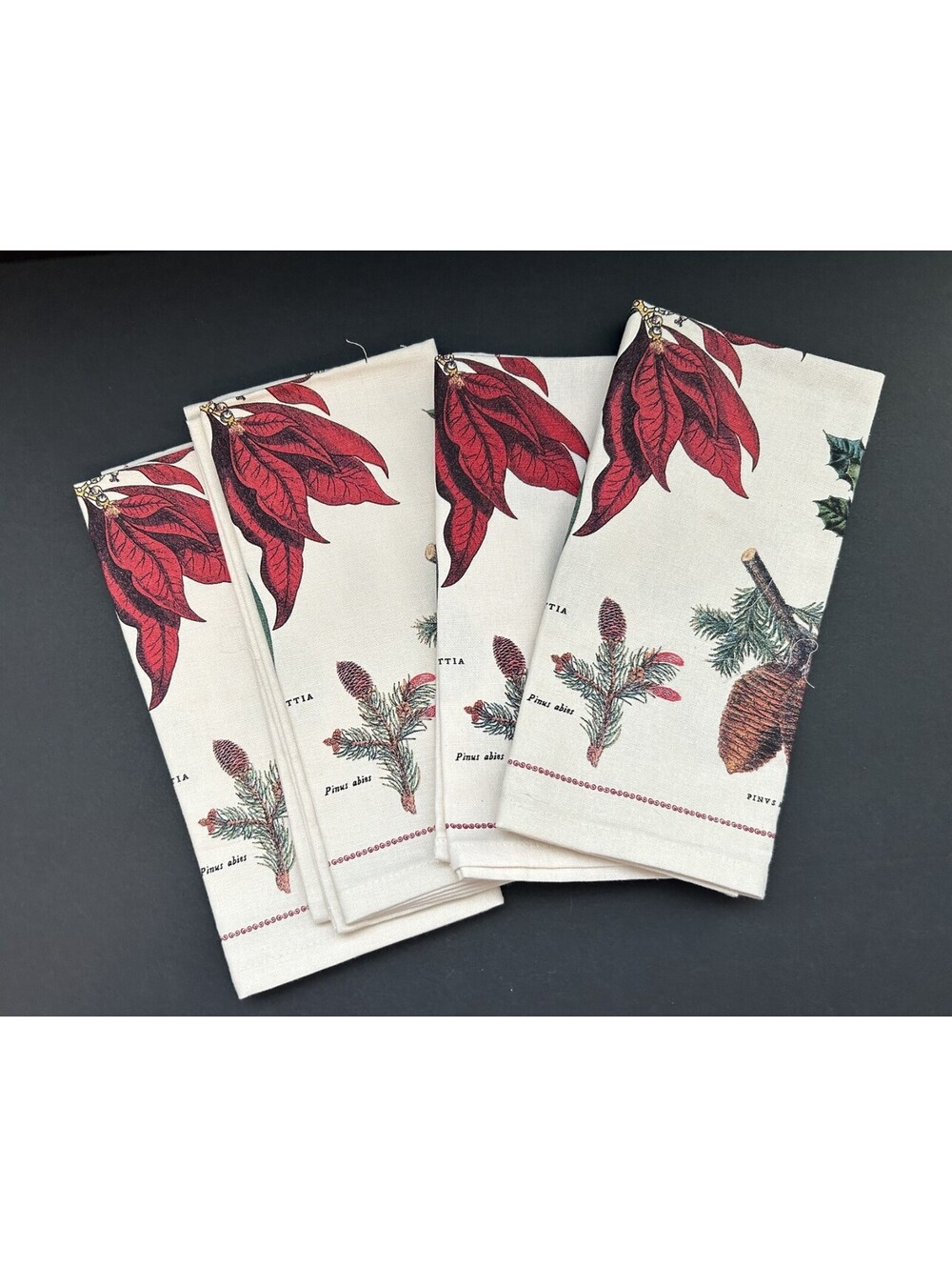 Cavallini & Co. Napkins, Christmas Botanica Napkin Set, 4 Cotton Napkins - Picture 3 of 3